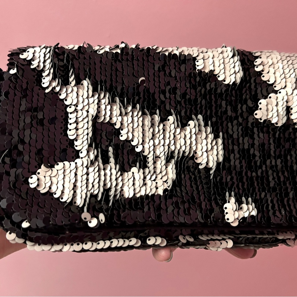 Black & White Sequin Clutch/Shoulder Bag